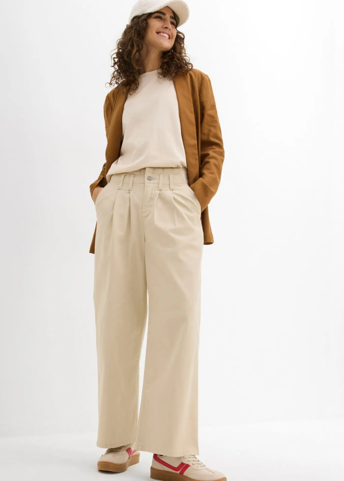 Hot Americana de corte ancho en mezcla de lino y viscosa Mujer Blazers