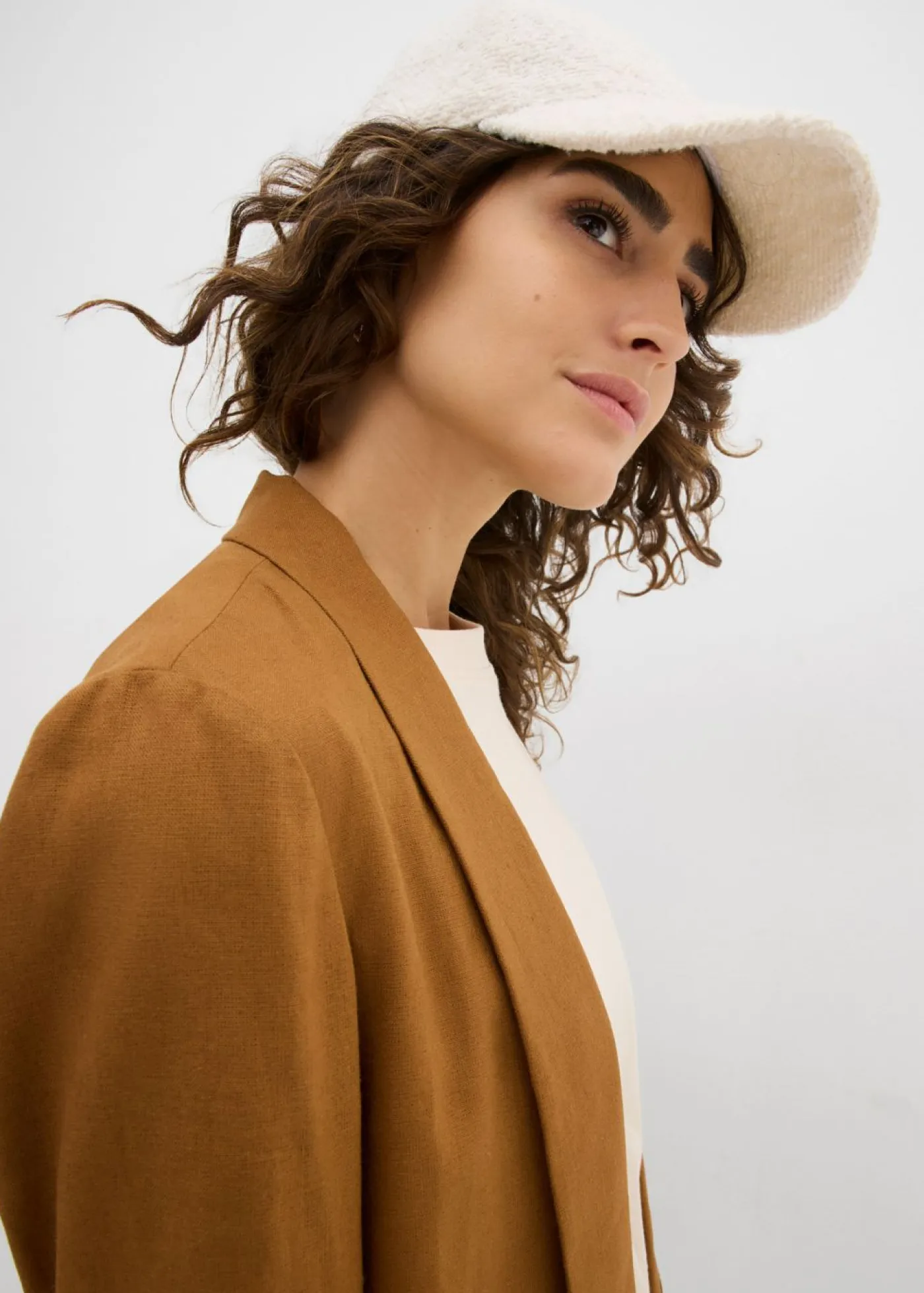 Hot Americana de corte ancho en mezcla de lino y viscosa Mujer Blazers