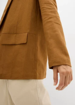 Hot Americana de corte ancho en mezcla de lino y viscosa Mujer Blazers