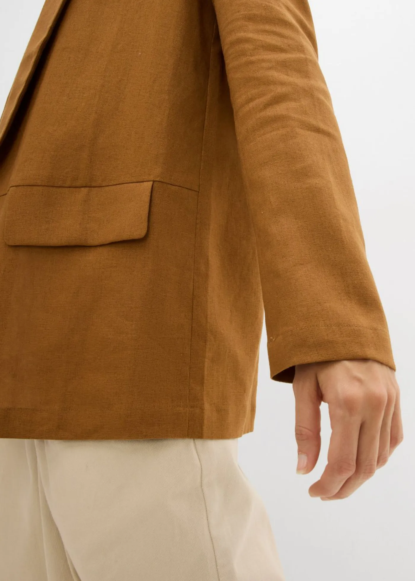 Hot Americana de corte ancho en mezcla de lino y viscosa Mujer Blazers