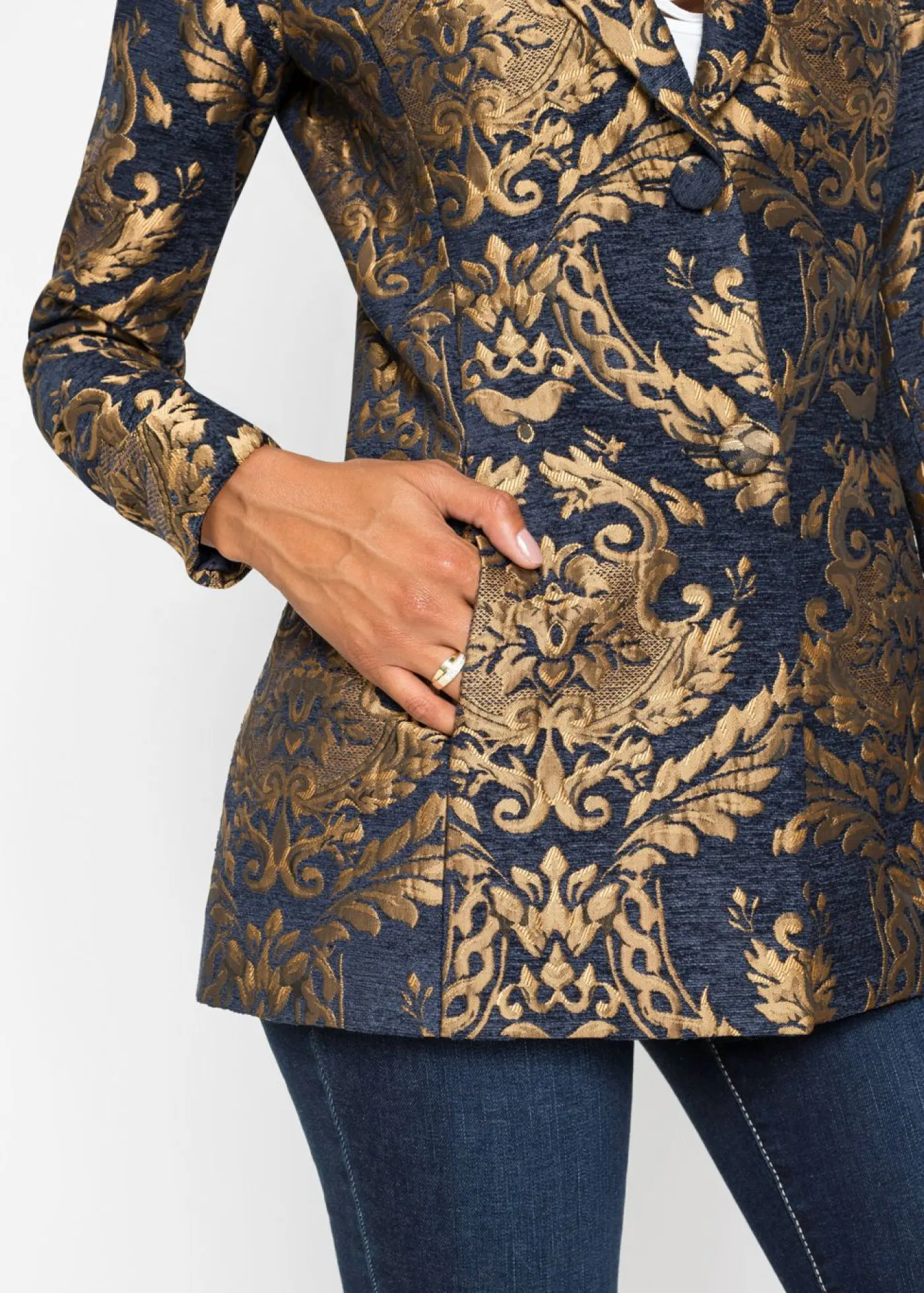 Americana de jacquard brillante Mujer Blazers|Ropa Elegante