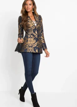 Discount Americana de jacquard brillante Mujer Blazers|Tallas Pequeñas