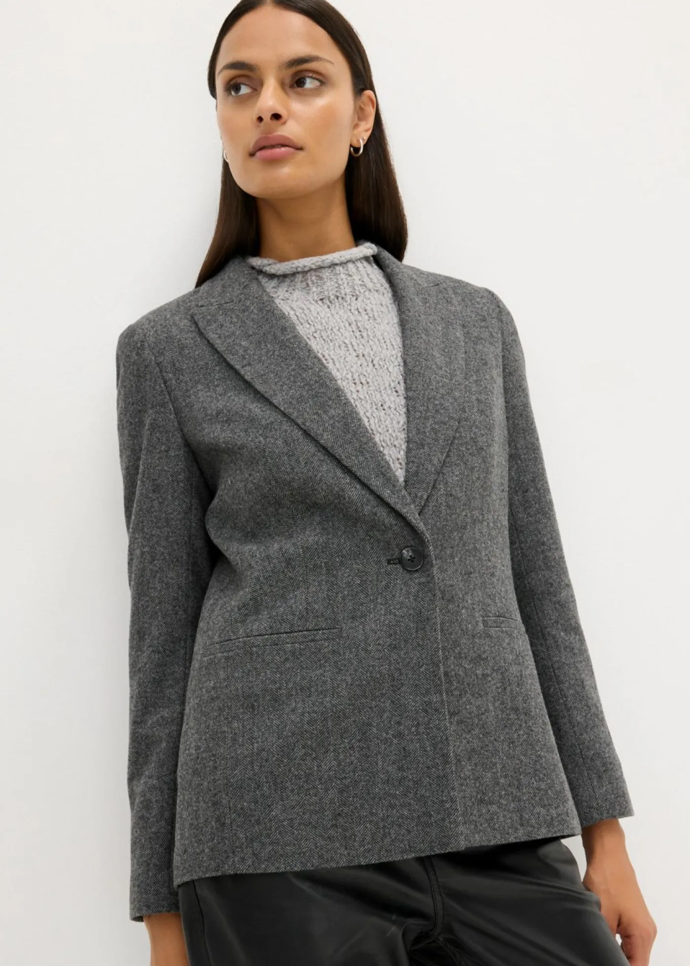 Clearance Americana de lana con patrón en espiga Mujer Blazers