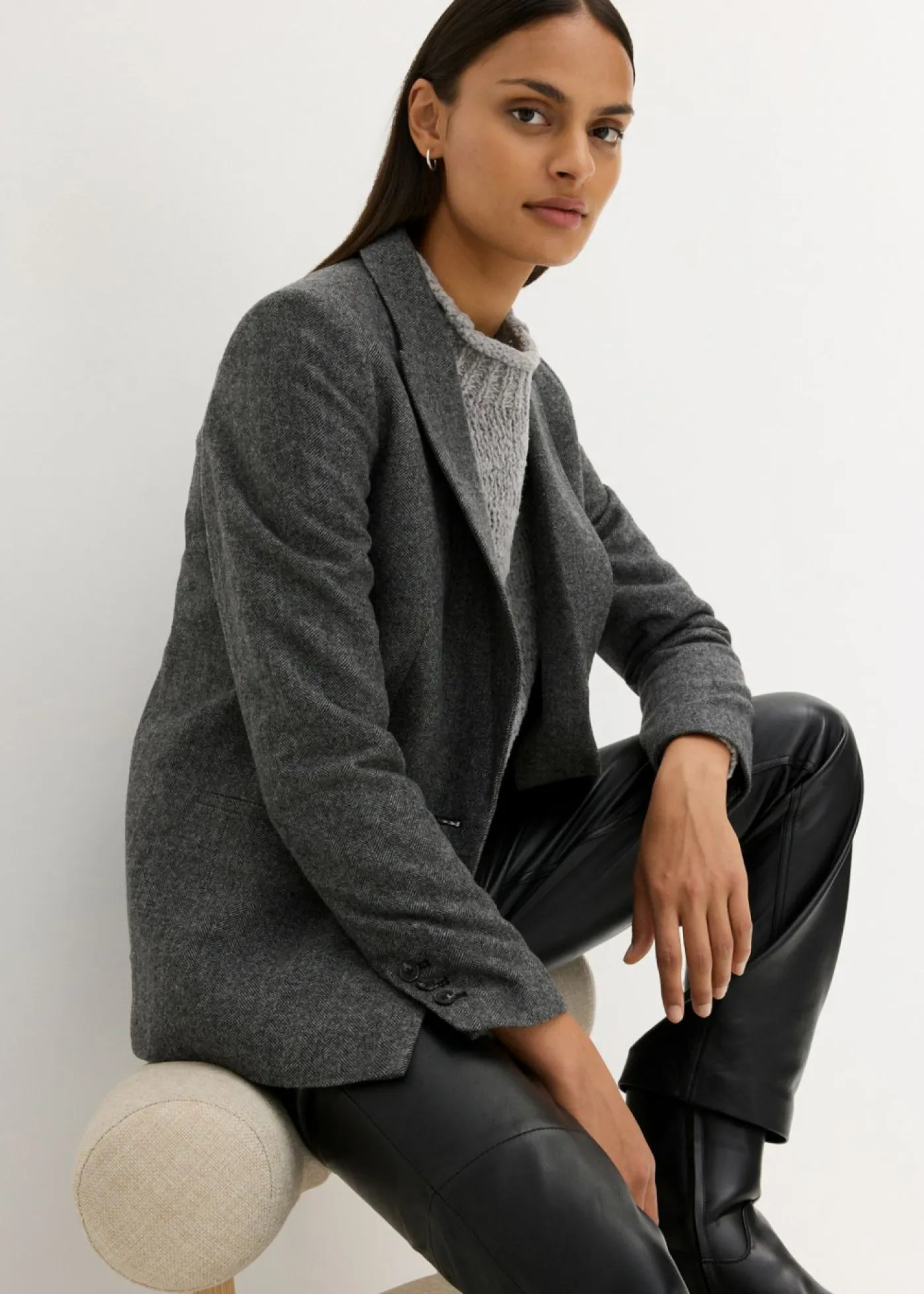 Clearance Americana de lana con patrón en espiga Mujer Blazers