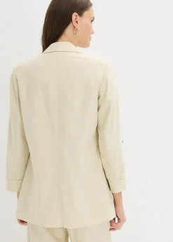 Online Americana de lino con mangas fruncidas Mujer Blazers|Novedades