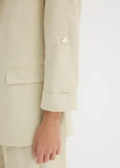 Online Americana de lino con mangas fruncidas Mujer Blazers|Novedades
