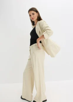 Online Americana de lino con mangas fruncidas Mujer Blazers|Novedades