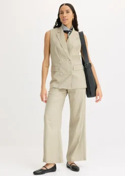 Discount Americana de lino sin mangas Mujer Blazers