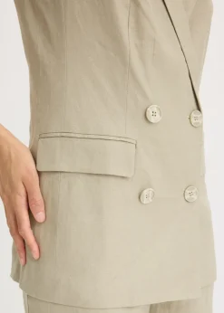 Discount Americana de lino sin mangas Mujer Blazers