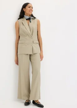 Discount Americana de lino sin mangas Mujer Blazers