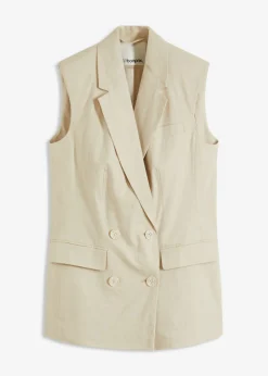 Americana de lino sin mangas Mujer Blazers