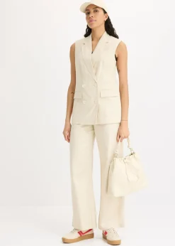 Americana de lino sin mangas Mujer Blazers