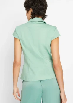 Outlet Americana de manga corta de satén de algodón orgánico Mujer Blazers