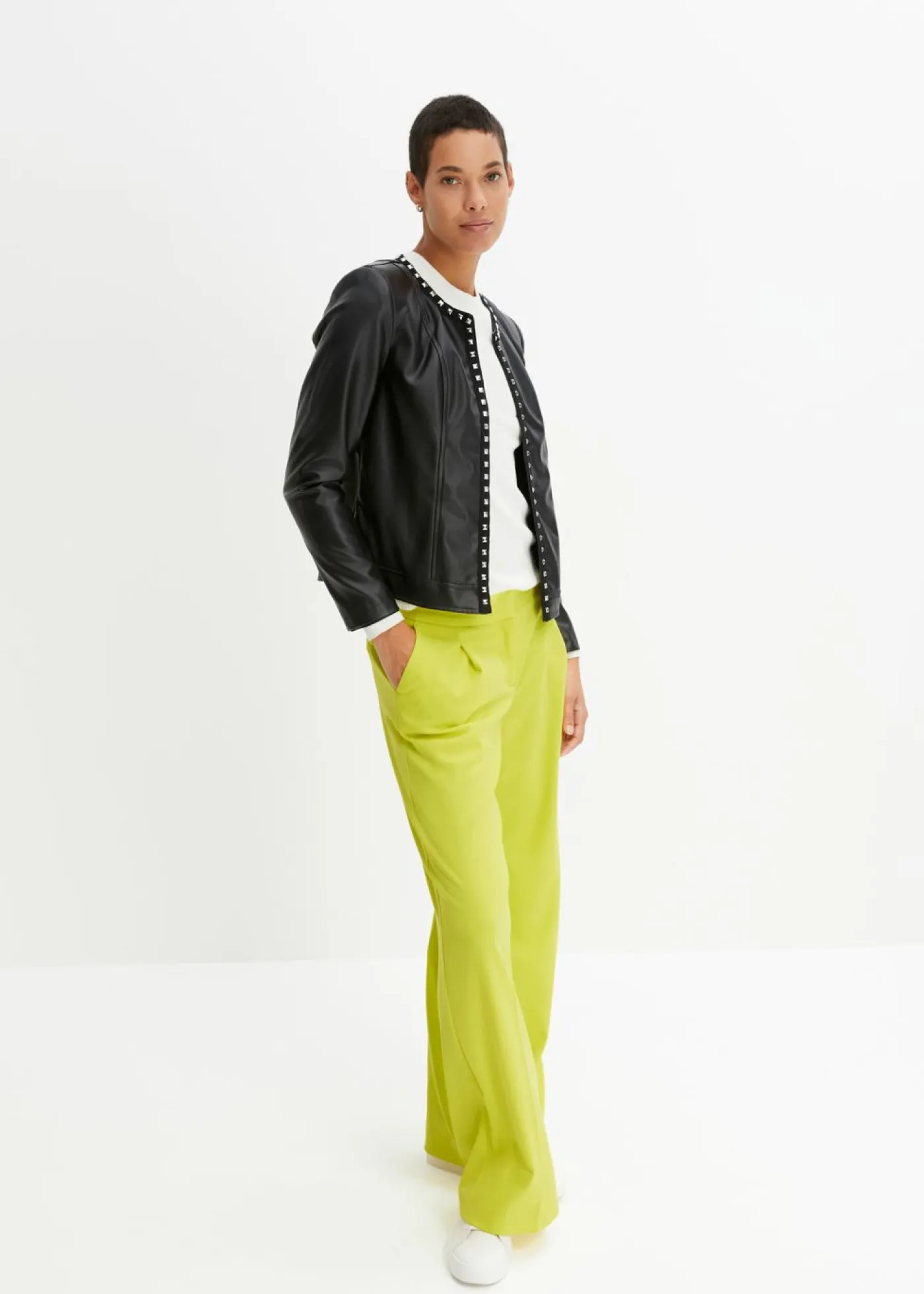 Clearance Americana de piel sintética con tachuelas Mujer Blazers|Novedades