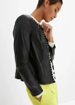 Clearance Americana de piel sintética con tachuelas Mujer Blazers|Novedades
