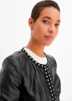 Clearance Americana de piel sintética con tachuelas Mujer Blazers|Novedades