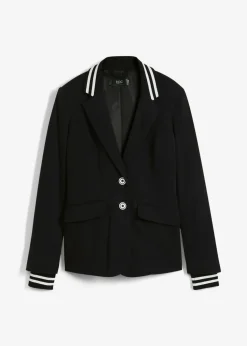 Online Americana de punto de algodón con detalles de rayas Mujer Blazers