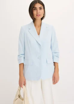 Americana holgada de viscosa con mangas 3/4 Mujer Blazers