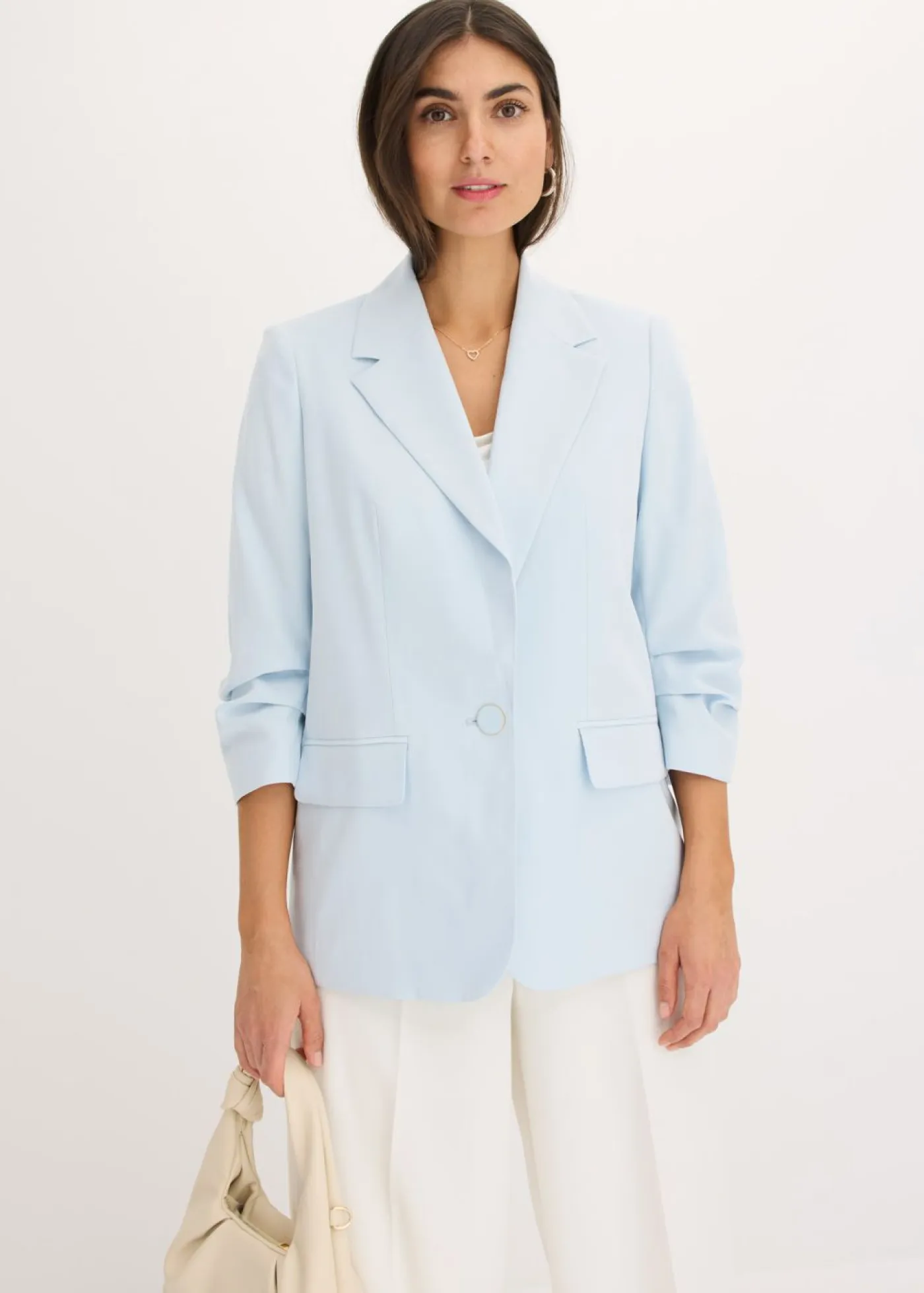 Americana holgada de viscosa con mangas 3/4 Mujer Blazers