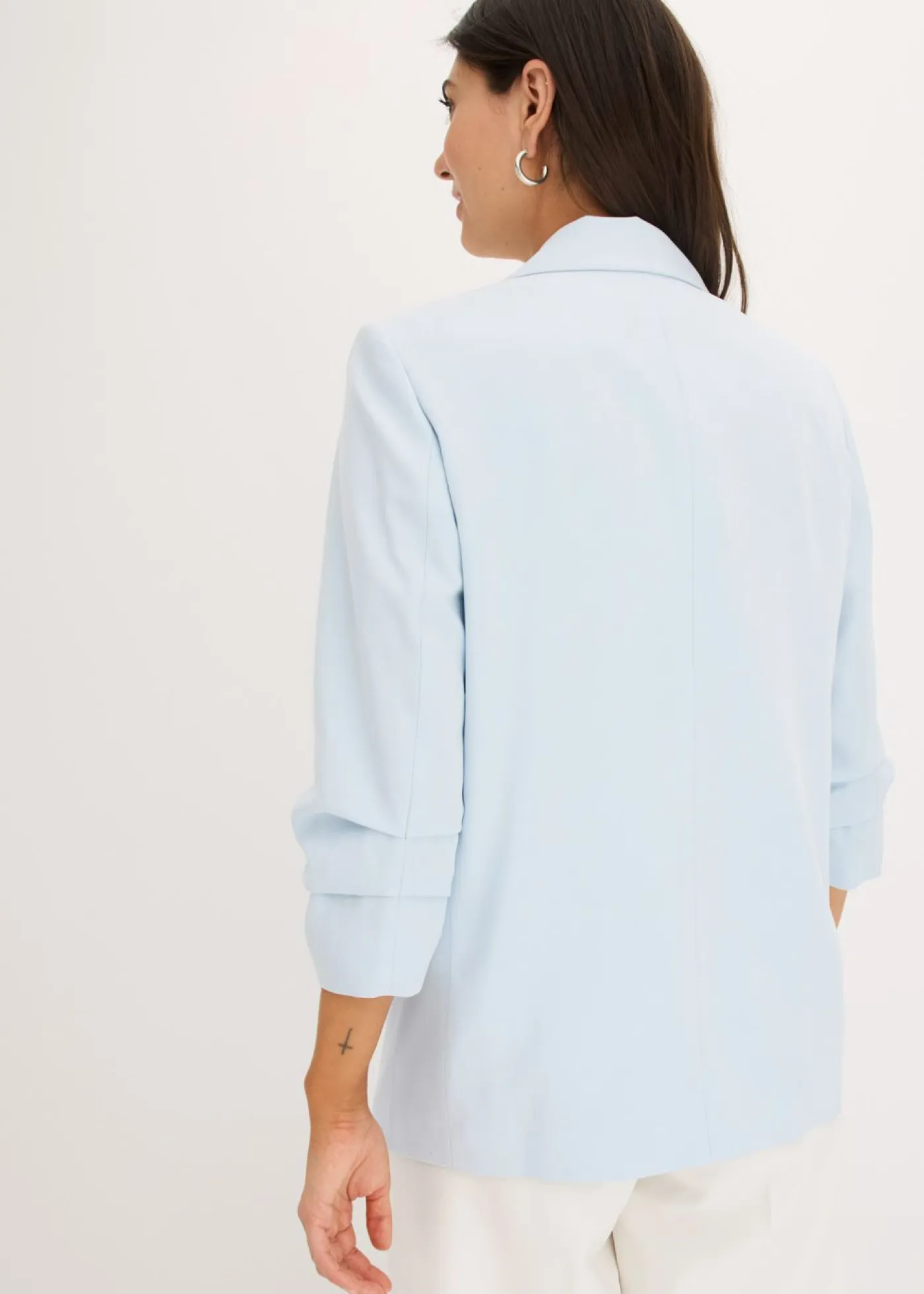 Americana holgada de viscosa con mangas 3/4 Mujer Blazers