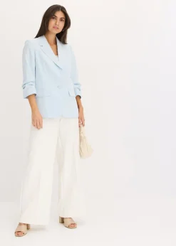 Americana holgada de viscosa con mangas 3/4 Mujer Blazers