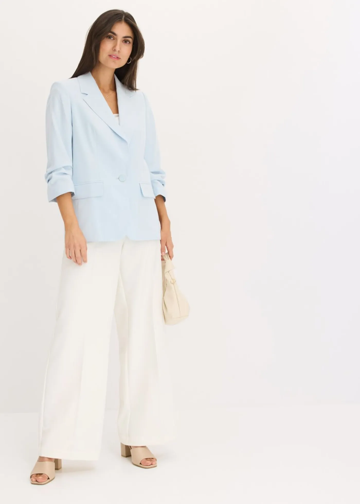 Americana holgada de viscosa con mangas 3/4 Mujer Blazers