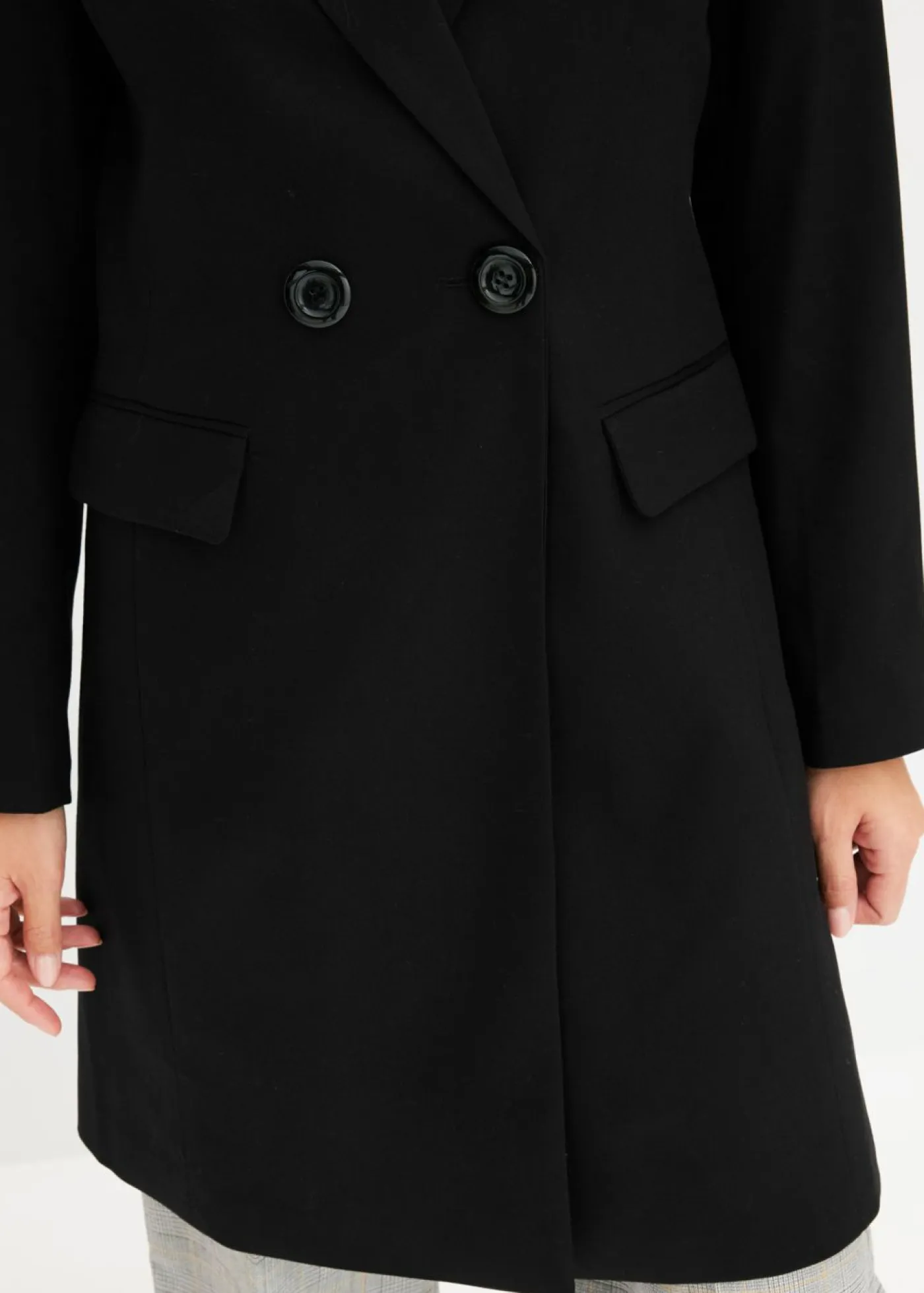 Online Americana larga con escote en V y mangas largas Mujer Chaquetas Y Abrigos