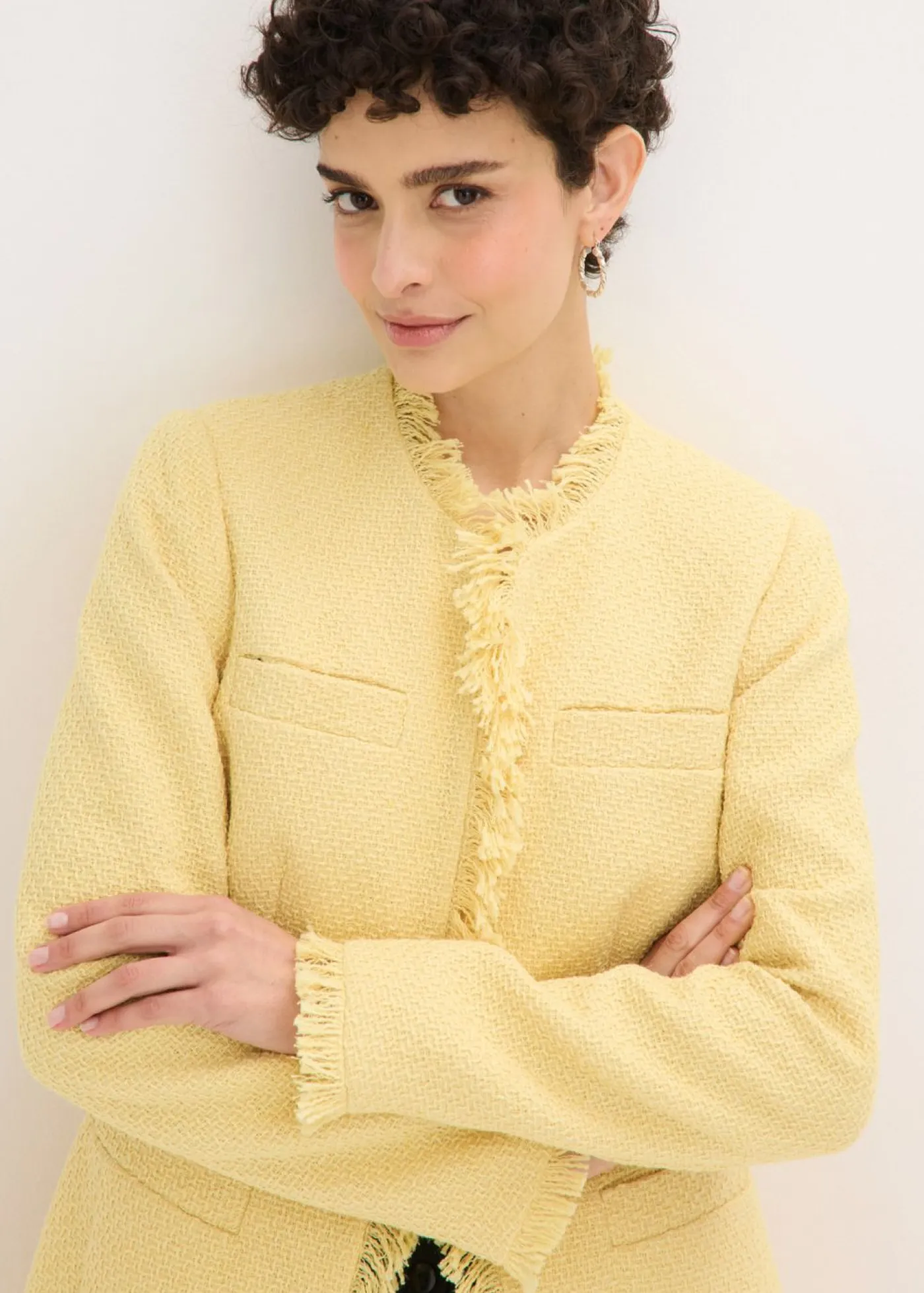Americana larga de bouclé Mujer Blazers