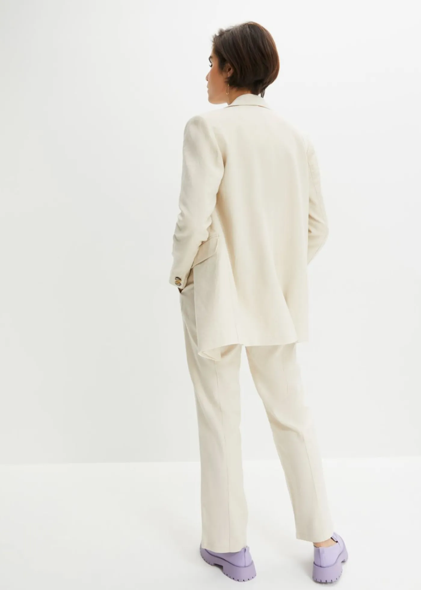 Clearance Americana larga de mezcla de lino y viscosa Mujer Blazers