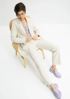 Clearance Americana larga de mezcla de lino y viscosa Mujer Blazers