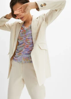 Clearance Americana larga de mezcla de lino y viscosa Mujer Blazers