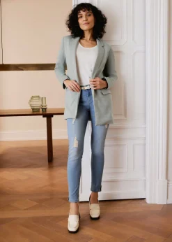 Online Americana larga de punto con bolsillos Mujer Blazers