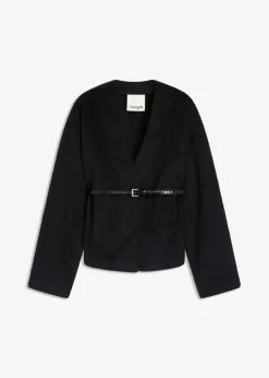 New Americana oversized con cinturón en efecto lana, sin forro Mujer Blazers