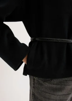 New Americana oversized con cinturón en efecto lana, sin forro Mujer Blazers