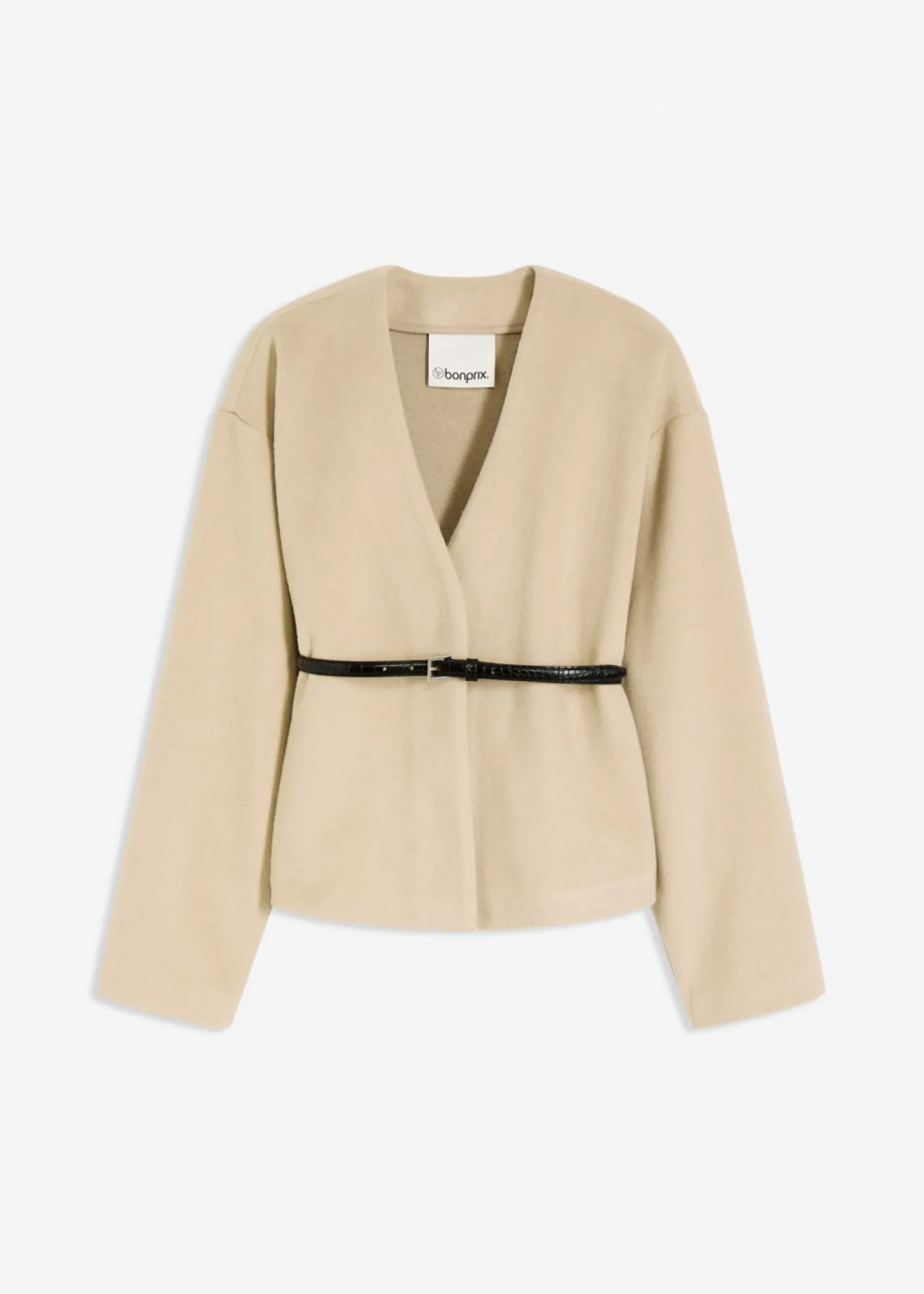 Clearance Americana oversized con cinturón en efecto lana, sin forro Mujer Blazers