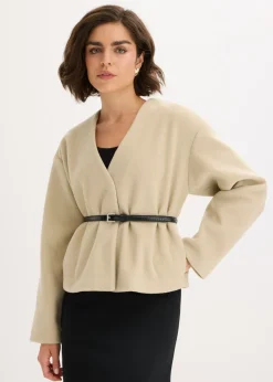 Clearance Americana oversized con cinturón en efecto lana, sin forro Mujer Blazers