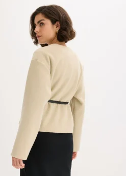 Clearance Americana oversized con cinturón en efecto lana, sin forro Mujer Blazers