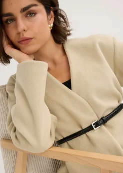 Clearance Americana oversized con cinturón en efecto lana, sin forro Mujer Blazers