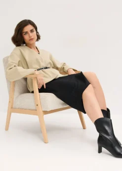 Clearance Americana oversized con cinturón en efecto lana, sin forro Mujer Blazers