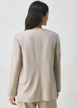 Hot Americana sin cuello de suave mezcla de lana Mujer Premium|Blazers