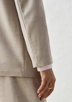 Hot Americana sin cuello de suave mezcla de lana Mujer Premium|Blazers