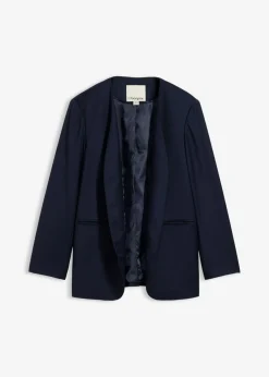 Clearance Americana sin cuello de suave mezcla de lana Mujer Premium|Blazers