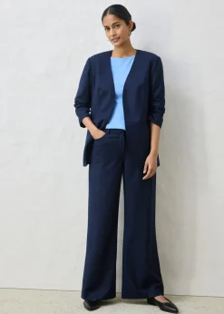 Clearance Americana sin cuello de suave mezcla de lana Mujer Premium|Blazers