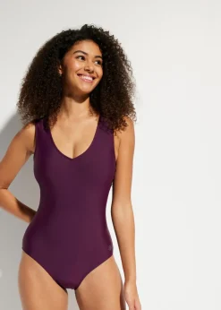 Outlet Bañador con efecto moldeador medio y escote en V Mujer Ropa De Baño Deportiva|Vestidos Moldeadores