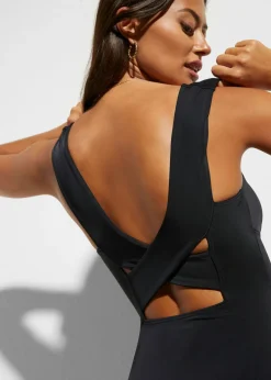 Best Bañador con efecto moldeador medio y escote en V Mujer Vestidos Moldeadores|Bañadores