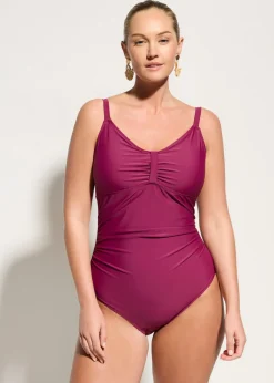 Hot Bañador con efecto moldeador medio y fruncido Mujer Vestidos Moldeadores|Bañadores