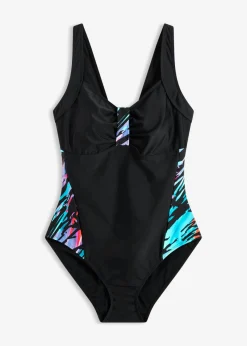 Sale Bañador con efecto moldeador medio e insertos estampados Mujer Vestidos Moldeadores|Bañadores