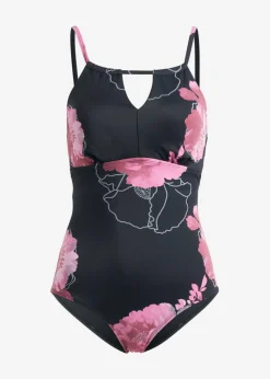 Outlet Bañador con efecto moldeador medio y abertura en el escote Mujer Vestidos Moldeadores|Bañadores