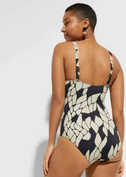 Hot Bañador con efecto moldeador medio y escote en V Mujer Vestidos Moldeadores|Bañadores