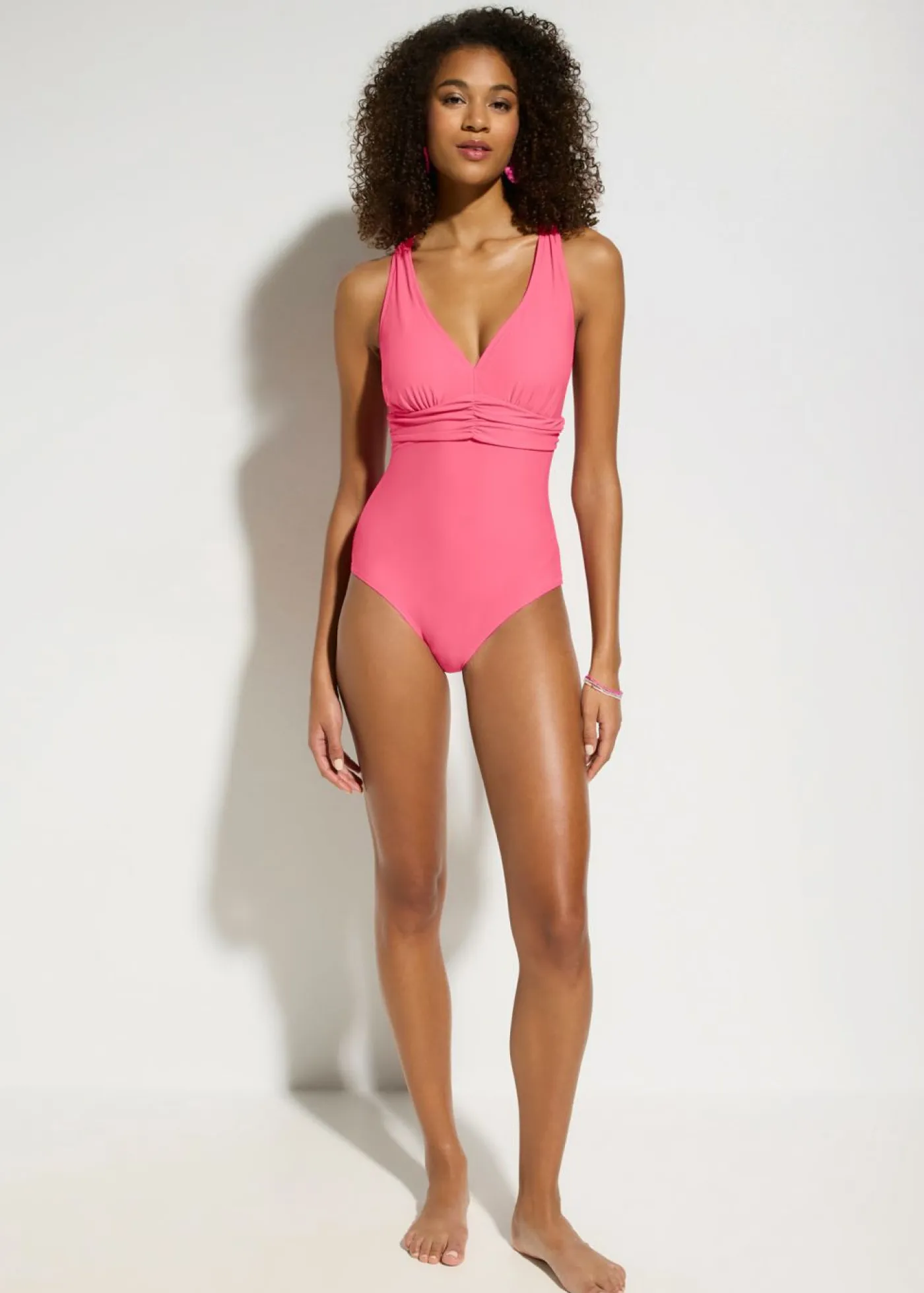 Clearance Bañador con ligero efecto moldeador y tirantes cruzados Mujer Vestidos Moldeadores|Bañadores